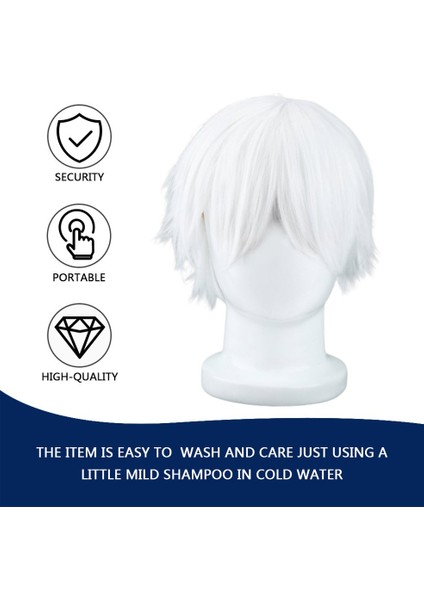 Cosplaying Anime Karakterleri Için Erkek Beyaz Peruk Düz Kısa Sentetik Peruklar (Yurt Dışından) indirimleri