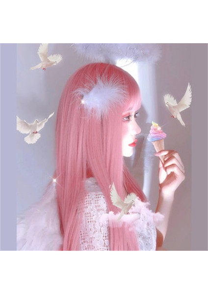 Kadın Milli Takım Lideri Çünkü Peruk Pembe Uzun Düz Saç Hava Patlama Cennet Kuşu 02 Şekillendirici Peruk Başlık (Yurt Dışından) modelleri
