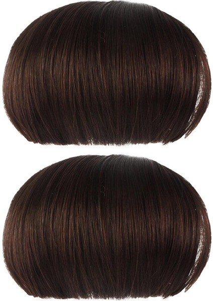 2x Düz Patlama Pürüzsüz Uzantıları Saçak Peruk (Koyu Kahverengi) (Yurt Dışından)