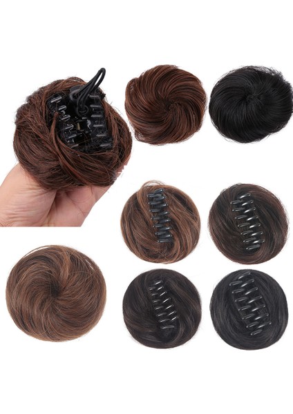 Bandı Doğal Siyah Kahverengi Dağınık Chignon Donut Rulo Topuz Kıvırcık Sentetik Saç Postiş Peruk Pençe Saç Topuz Saç Ekleme (Yurt Dışından)