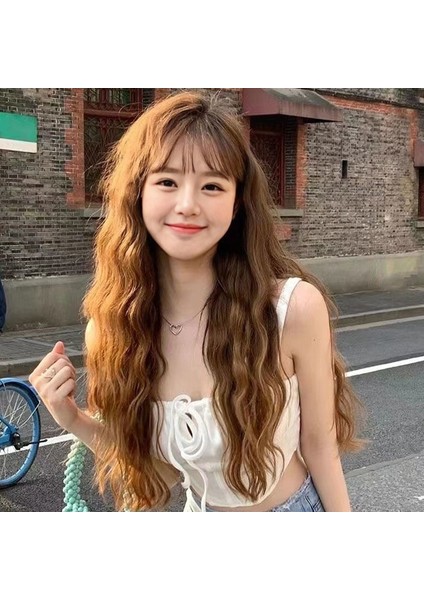 Peruk Kadın Hava Patlama Uzun Kıvırcık Saç Cos Çok Renkli Lolita Vintage Kabarık Mısır Bigudi Tam Kafa Peruk (Yurt Dışından)