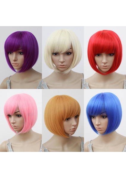 Bar Performansı Cosplay Peruk Kadın Kısa Saç Rengi Bobo Saç Cadılar Bayramı Anime Bobo (Yurt Dışından) modelleri