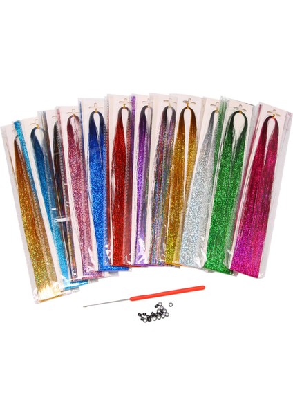 Saç Tinsel Telleri Seti, Tinsel Saç Uzantıları, Aletlerle Kadın Kızlar Için Peri Saç Tinsel Seti (12 Renk) (Yurt Dışından) fiyatları