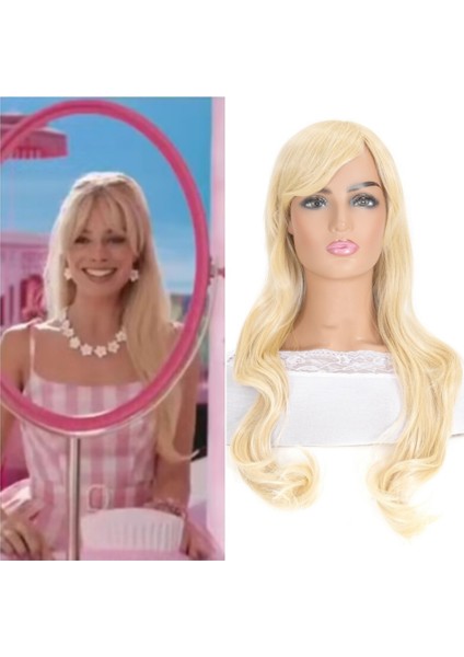 Film Barbie Barbie Çünkü Peruk Barbie Açık Altın Cosplay Peruk Mikro Kıvırcık Saç Uzun Saç Barbie Peruk (Yurt Dışından)