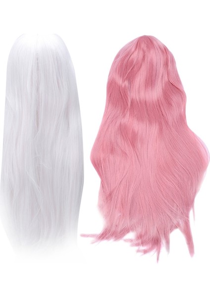 Adet 80CM Cosplay Peruk Uzun Düz Saç Peruk Isıya Dayanıklı Peruk, Beyaz ve Pembe (Yurt Dışından) fiyatları