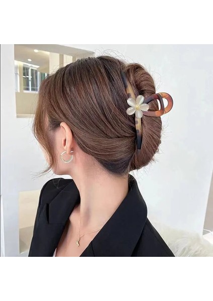 Moda Çiçek Sıkma Klip Kadınlar Için Büyük Prim Sense Klip Şapkalar Firkete Mizaç Geri Kaşık Pan Saç Köpekbalığı Klip (Yurt Dışından) fiyatları