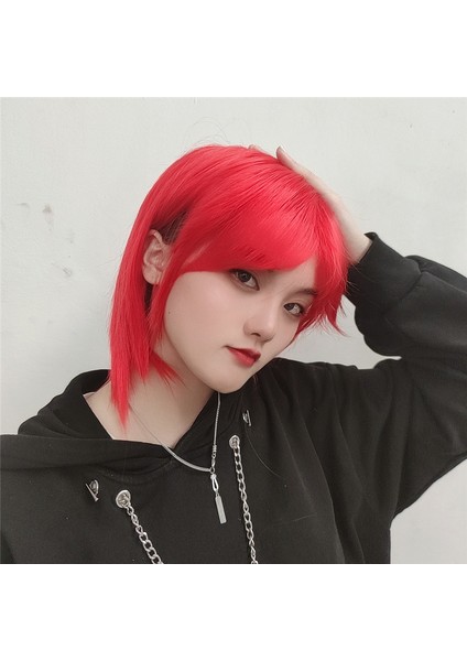 Kurt Kuyruğu Hamsi Peruk Kadın Kısa Düz Saç Deniz Kral Kırmızı Yakışıklı Moda Kısa Saç Erkek Sentetik Peruk Kadın (Yurt Dışından) modelleri