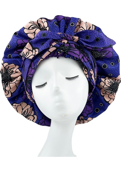 Büyük Boy Afrika Baskı Saten Bonnet Uzun Kurdele Sarma Çift Katmanlı Headwrap Ankara Desen Kadın Saç Kapak Saç Wrap Kap (Yurt Dışından) fiyatları