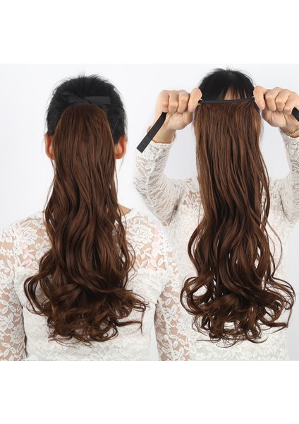 Kadın Peruk Uzun Kıvırcık Saç Büyük Dalga At Kuyruğu Bağlama Peruk At Kuyruğu (Yurt Dışından)
