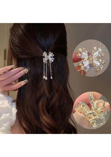 Nefis Kelebek Saçak Taklidi Saç Pençe Klip Kadın Zarif Pençe Saç Yengeç Moda Saç Aksesuarları Kadın (Yurt Dışından)