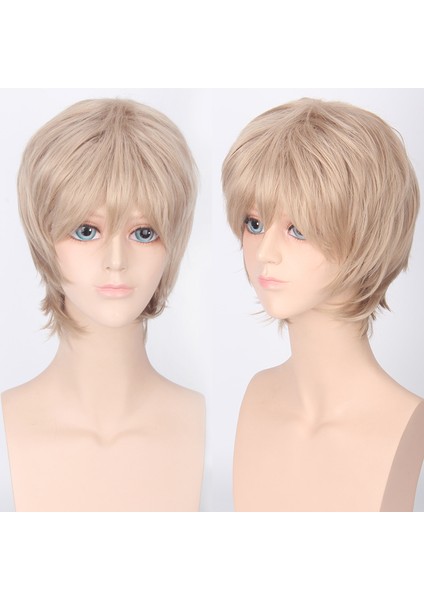 Anime Erkek Evrensel Peruk Cosplay Renkli Kısa Saç Yüksek Sıcaklık Fiber Kıvrılma Önleyici (Yurt Dışından) modelleri