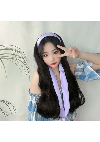 Jiangxi Nanchang Kafa Bandı Peruk Kadın Siyah Uzun Kıvırcık Saç Hızlı El Ipek Flama Kafa Bandı Büyük Dalga Yarım Başlık (Yurt Dışından) fiyatları