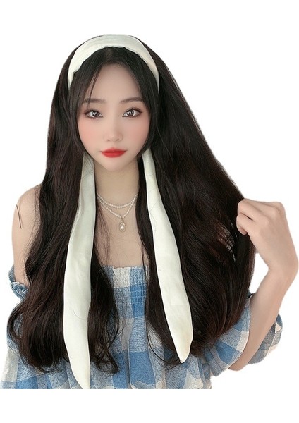 Jiangxi Nanchang Kafa Bandı Peruk Kadın Siyah Uzun Kıvırcık Saç Hızlı El Ipek Flama Kafa Bandı Büyük Dalga Yarım Başlık (Yurt Dışından) indirimleri