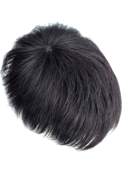 Peruk Erkek Kısa Saç Kafa Üst Yedek Blok Tam Gerçek Saç Değiştirme Siyah Brüt Inç Mekanizması 16*18 (Yurt Dışından) modelleri