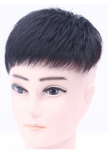 Peruk Erkek Kısa Saç Kafa Üst Yedek Blok Tam Gerçek Saç Değiştirme Siyah Brüt Inç Mekanizması 16*18 (Yurt Dışından) fırsatları