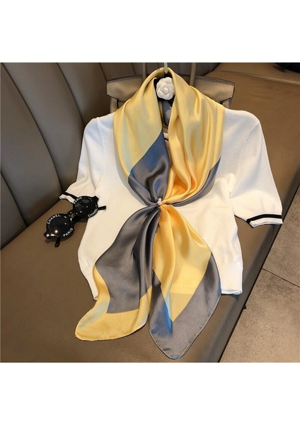 Lüks Moda Ipek Kare Eşarp Kadınlar Için 90*90 cm Boyun Saç Kravat Bandı Tasarımcı Yumuşak Atkısı Başörtüsü Başörtüsü Kadın Fular (Yurt Dışından) modelleri