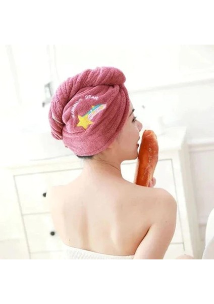 Sihirli Mikrofiber Duş Başlığı Nakış Havlu Banyo Şapkaları Kuru Saç Bonesi Hızlı Kuruyan Yumuşak Bayan Türban Kafası (Yurt Dışından)