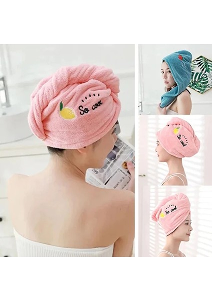 Sihirli Mikrofiber Duş Başlığı Nakış Havlu Banyo Şapkaları Kuru Saç Bonesi Hızlı Kuruyan Yumuşak Bayan Türban Kafası (Yurt Dışından)
