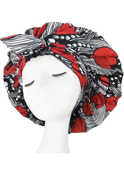 Büyük Boy Afrika Baskı Saten Bonnet Uzun Kurdele Sarma Çift Katmanlı Headwrap Ankara Desen Kadın Saç Kapak Saç Wrap Kap (Yurt Dışından) fırsatları