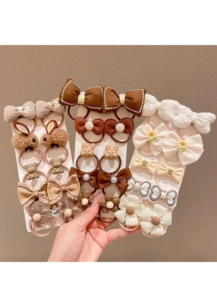 5/10 Adet Çocuk Saç Aksesuarları 10 Adet/takım Kızlar Karikatür Saç Bandı Yay Saç Bağları Çiçekli Saç Bantları Prenses Elastik Lastik Bantlar (Yurt Dışından)