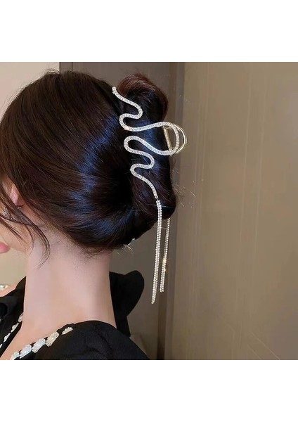 Zarif Rhinestones Geometrik Püskül Saç Pençeleri Kadınlar Için Mizaç Kristal Kelepçe Tokalar Barrette Saç Tokası Aksesuarları (Yurt Dışından)