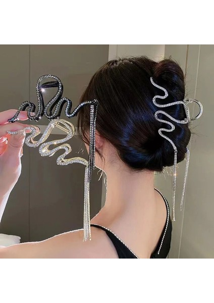 Zarif Rhinestones Geometrik Püskül Saç Pençeleri Kadınlar Için Mizaç Kristal Kelepçe Tokalar Barrette Saç Tokası Aksesuarları (Yurt Dışından) fiyatları