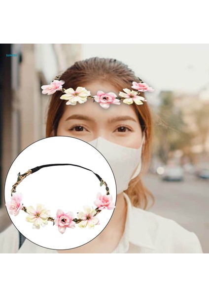 Çiçek Bandı Bohemian Headdress Kafa Çelenk Brid Garland Charm Başlığı Cadılar Bayramı Kostüm Tatil Kadın Saç Aksesuarı Için, Açık Pembe (Yurt Dışından) modelleri