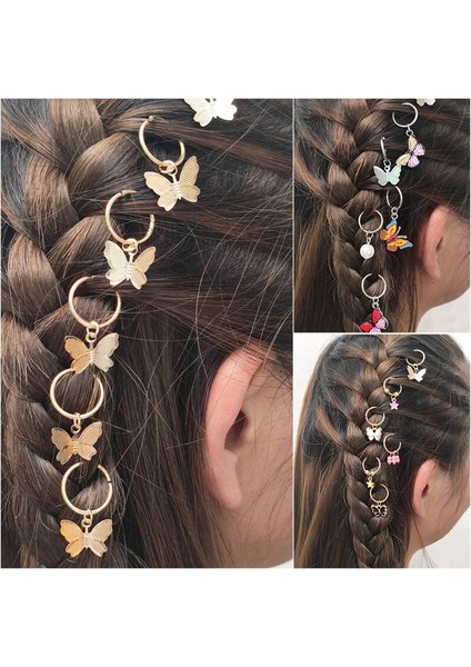 Karışık Kelebek Saç Örgü Boncuk Dreadlock Boncuk Halka Örgü Saç Sparkly Bohemian Örgü Saç Şekillendirici Aracı Aksesuarları 5 Adet/torba (Yurt Dışından) fiyatları