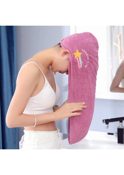 Kadın Yumuşak Mikrofiber Havlu Duş Başlığı Havlu Banyo Şapkaları Kadınlar Için Kuru Saç Bonesi Hızlı Kuruyan Yumuşak Bayan Türban Kafa Kız Havlusu (Yurt Dışından)
