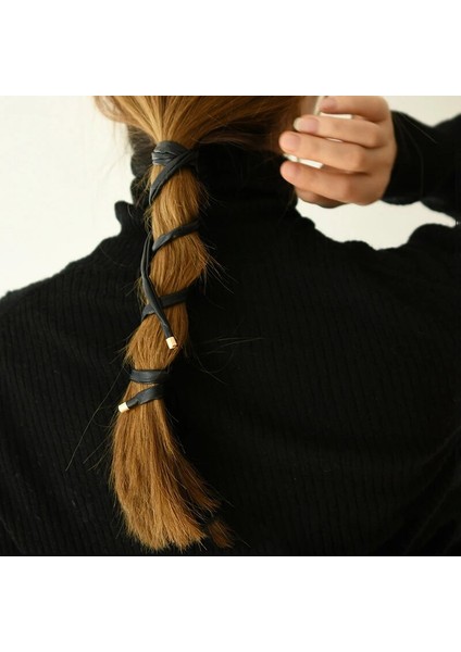 2021 Yeni Kadın Vintage At Kuyruğu Tutun Deri Uzun Saç Kravat Kafa Bandı Tatlı Saç Süslemeleri Hairbands Moda Saç Aksesuarları (Yurt Dışından)
