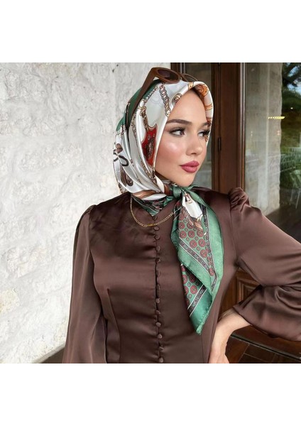 90*90 cm Başörtüsü Kadın Moda Yaz Fular Saten Başörtüsü Atkısı Kadın Bandana Fular Saç Bantları Atkı Boyun Başörtüsü (Yurt Dışından)