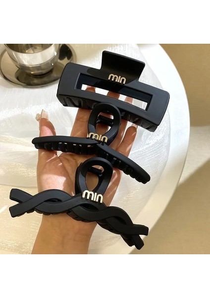 Siyah Altın Mektup Saç Tokası Kadınlar Için Tokalar Kızlar Hairgrips Pençe Geometrik Tokalarım Yengeç Kore Moda Saç Aksesuarları (Yurt Dışından)