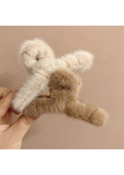 Kawaii Sonbahar Kış Kürk Saç Pençe Kore Moda Vintage Katı Kıllı Köpekbalığı Saç Tokası Kadınlar Için Kız Firkete El Yapımı Aksesuarlar (Yurt Dışından)