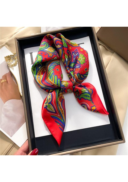Moda Paisley Baskı Kare Eşarp Kadınlar Için Neckercheif Saten Ipek Başörtüsü Saç Bantları Bayan Şerit Bant Bileklik Şal 2023 (Yurt Dışından)