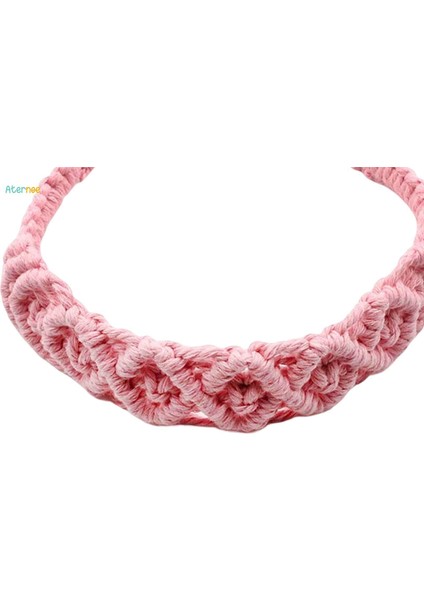 El Örgülü Pamuk Halat Kafa Bandı Yoga Için Rahat Boho Aksesuarları Düz Renk, Pembe (Yurt Dışından)