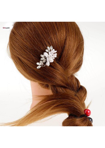 2x Çarpıcı Gelin Düğün Kristal Çiçek U Şekli Saç Tokası Başlıklar Takı (Yurt Dışından)