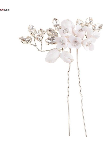 2x Çarpıcı Gelin Düğün Kristal Çiçek U Şekli Saç Tokası Başlıklar Takı (Yurt Dışından) modelleri