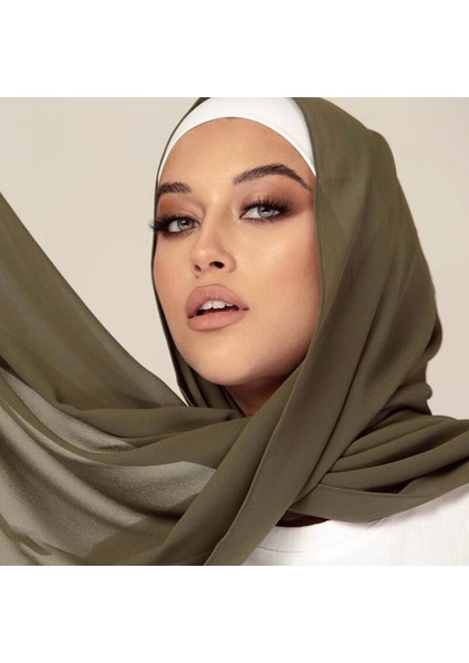 Düz Şifon Başörtüsü Femme Musulman Peçe Şal Islam Türban Moda Başörtüsü Türbanlar Sarar Atkılar Bohemia Kadın Bandana Saç (Yurt Dışından)