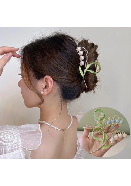 Yeni Zambak Orkide Çiçek Klip Lüks Büyük Arka Kafa Köpekbalığı Klip Kız Firkete Saç Pençe Şapkalar 2022 (Yurt Dışından)