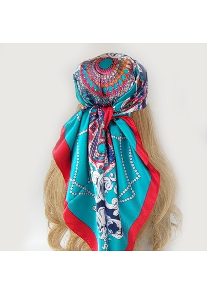 90*90 cm Saç Eşarp Kadın Moda Tasarımcısı Güzel Çiçekler Fular Yumuşak Saten Şal Fular Kare Ipek Eşarp Boyun Başörtüsü (Yurt Dışından) indirimleri
