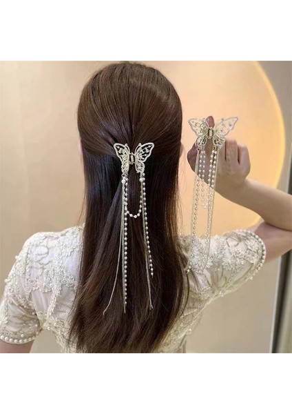 Yeni Kristal Rhinestone Kelebek Inci Püskül Firkete Kore Basit Yan Klip Liu Hai Klip Köpekbalığı Firkete Saç Aksesuarları Kadın (Yurt Dışından) fiyatları
