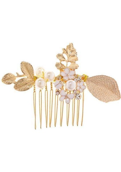 7x Gelin Düğün Inci Taklidi Çiçek Çiçek Saç Tarak Altın (Yurt Dışından)