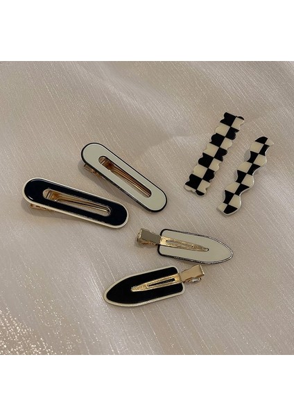 Japon ve Kore Mizaç Siyah ve Beyaz Dama Tahtası Izgara Retro Akrilik Saç Tokası Ördek Gagası Yan Klip Kızlar Headdress (Yurt Dışından) fiyatları