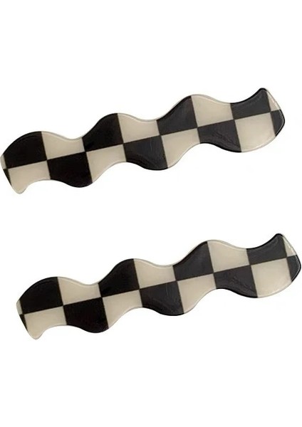 Japon ve Kore Mizaç Siyah ve Beyaz Dama Tahtası Izgara Retro Akrilik Saç Tokası Ördek Gagası Yan Klip Kızlar Headdress (Yurt Dışından) indirimleri