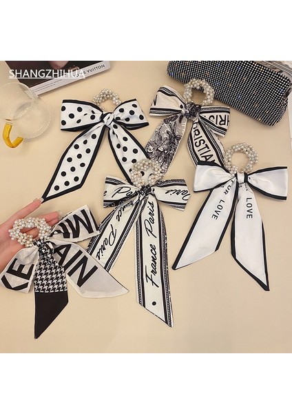 2021 Yeni Zarif Mektup Inci Şerit Şerit Yay Saç Aksesuarları Kadın Için Tatlı Moda Kore Takı Kafa Bandı (Yurt Dışından)