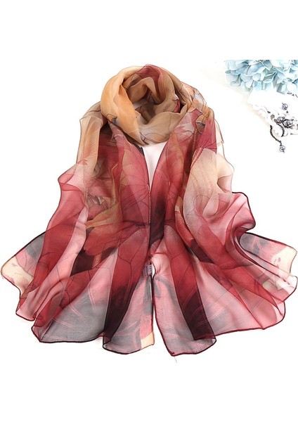 Lotus Çiçek Yaz Kadın Ipek Eşarp Bandana Şifon Georgette Bandana Kadın Zarif Şal Başörtüsü Hairscarves Plaj Eşarp (Yurt Dışından) fiyatları