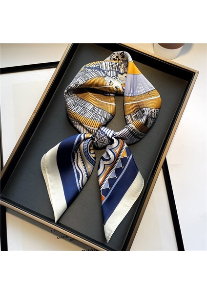 Ekose Ipek Kare Eşarp Kadın Saten Şal Şal Başörtüsü Kadın Saç Bandı Bilek Lüks Mendil 70*70CM Echarpe 2022 Bandana (Yurt Dışından)