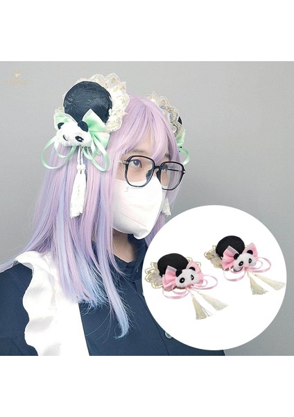 2x Çin Tarzı Saç Klipleri Panda Barrette Hanfu Qipao Püskül Yapış Tokalar Pembe (Yurt Dışından) modelleri
