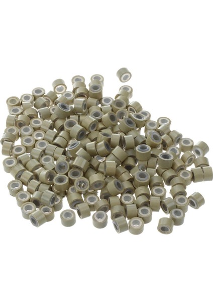 200 Adet 5mm Sarışın Renk Silikon Astarlı Mikro Yüzükler Bağlantılar Boncuk Linkies Saç Uzantıları Için (Yurt Dışından)