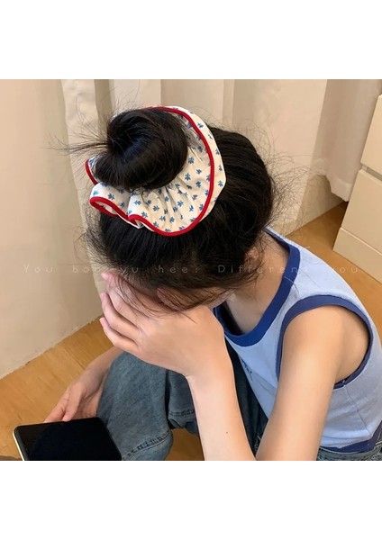 2023 Kore Çiçek Scrunchies Kadın Kızlar Sevimli Çiçek Elastik Saç Lastik Bant Aksesuarları Kravat Saç Halkası Halat Headdress Süs (Yurt Dışından)